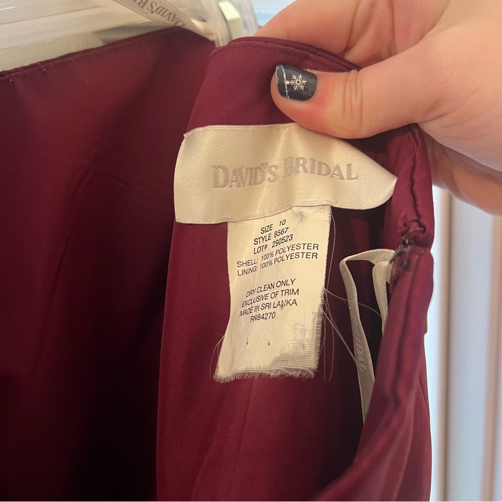 David’s Bridal Formal Wedding Prom Bridesmaid Strapless Burgundy Dress Size 10 - Picture 7 of 7